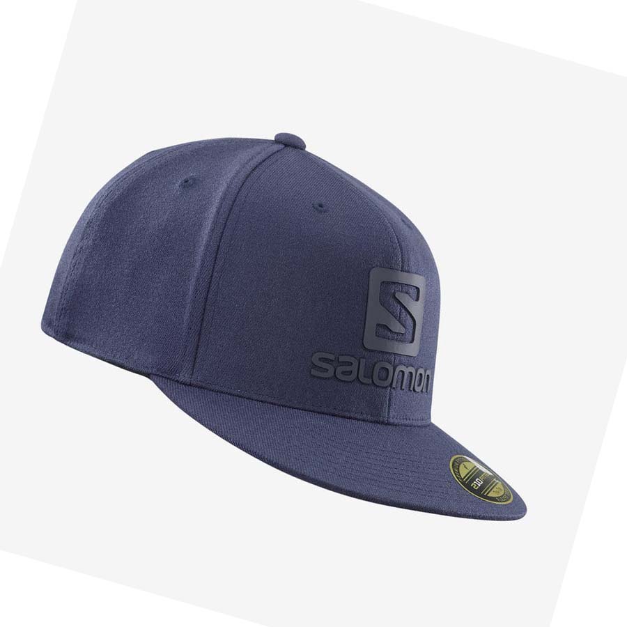 Salomon LOGO CAP FLEXFIT® Kalap Férfi Kék | HU 2656EBC